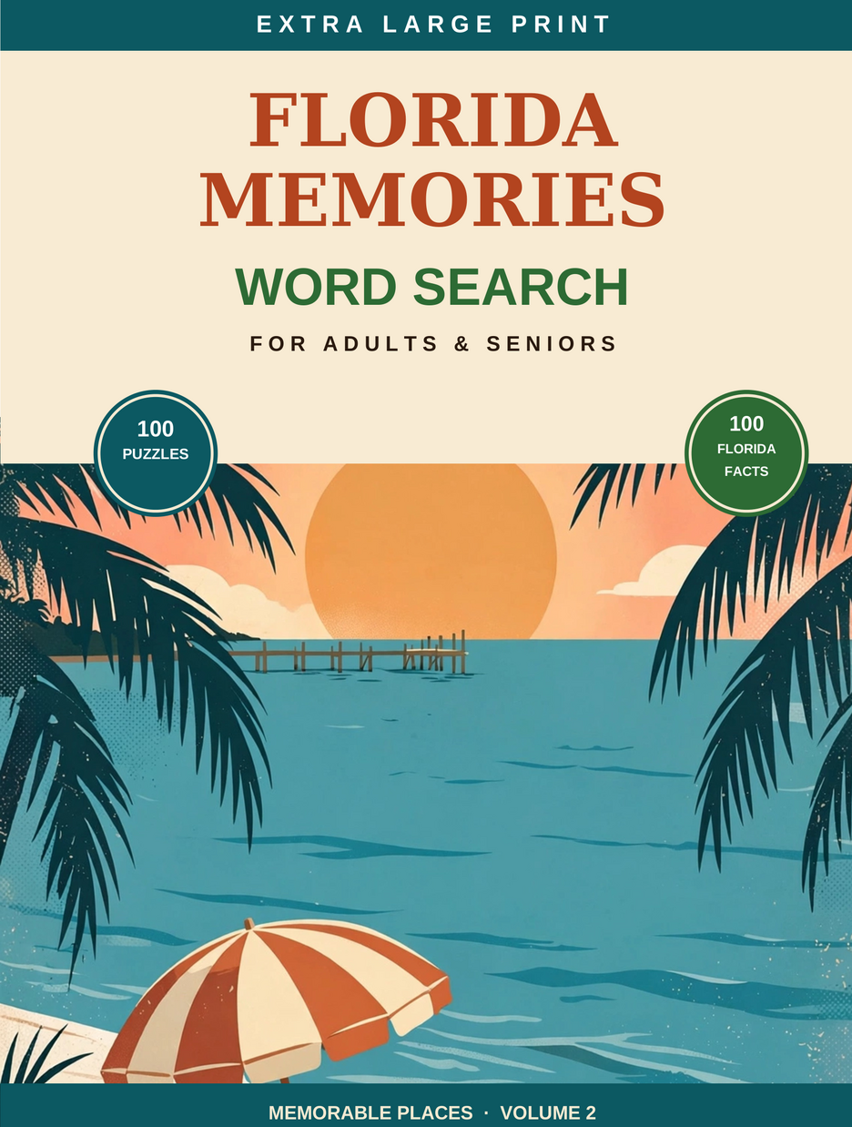 Cover of Florida Memories — sunset over the water with palm trees